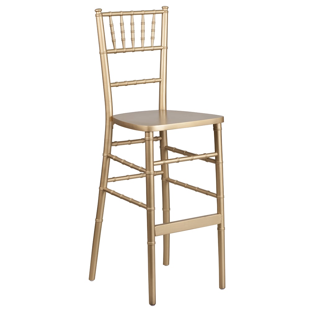 916-XACHBGO Stacking Chiavari Bar Stool w/ Wood Seat, Gold Finish