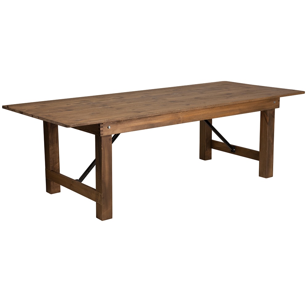 916-XAF96X40 Rectangular Folding Farm Table w/ Antique Rustic Plank Top - 96"W x 40"D x...
