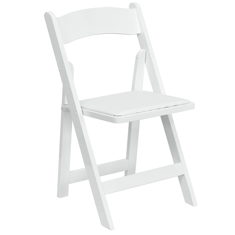 916-XF2901WHWOOD Folding Chair w/ White Vinyl Back & Seat - Beechwood Frame, White