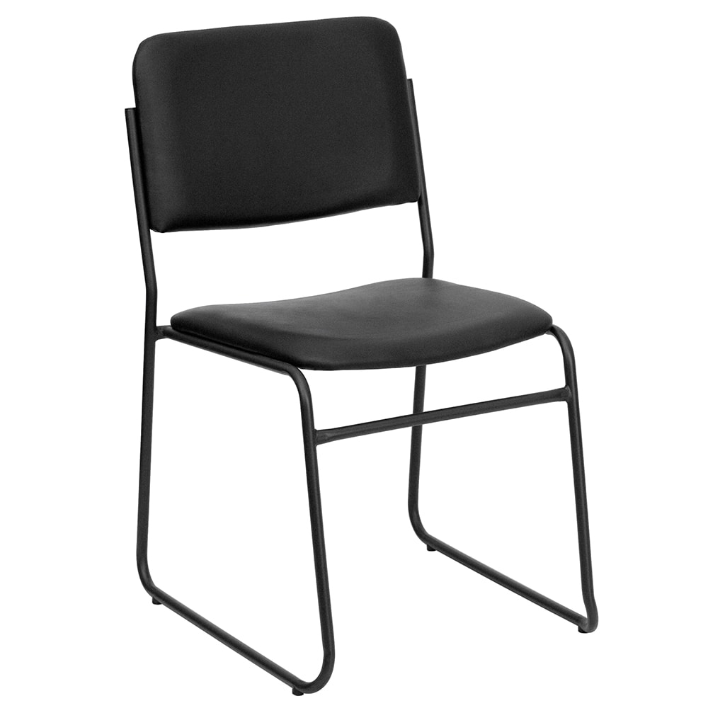 Flash Furniture XU-8700-BLK-B-VYL-30-GG Stacking Chair w/ Black Vinyl Back & Seat - Steel Frame, Black