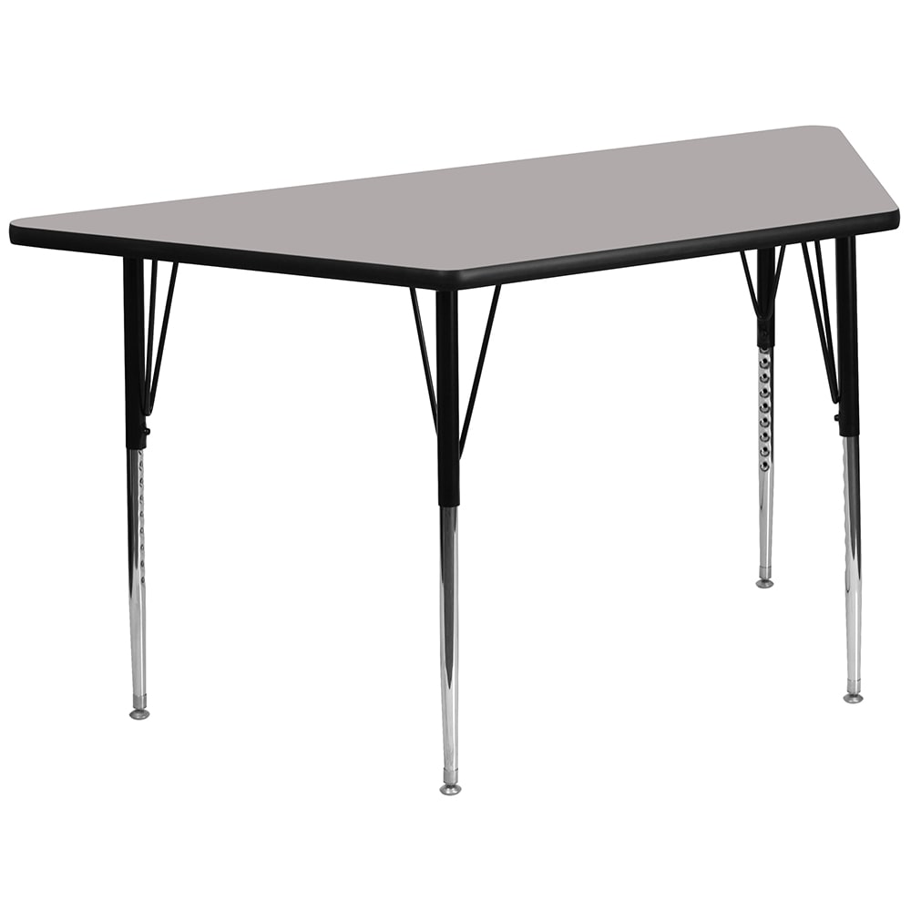 916-XA2448TGYHA Trapezoid Activity Table - 46 1/4"L x 25 1/2"W, Laminate Top, Gray