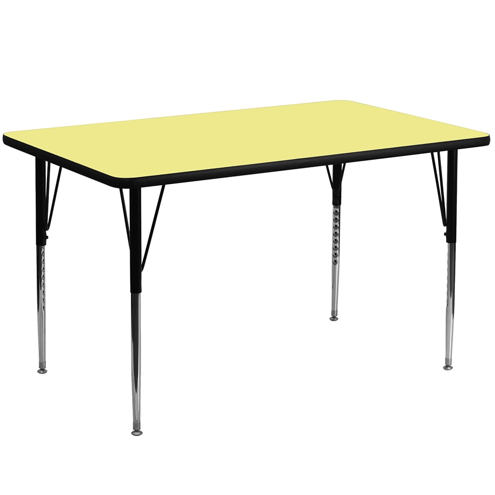 Flash Furniture XU-A2448-REC-YEL-T-A-GG Rectangular Activity Table - 48"L x 24"W, Laminate Top, Yellow
