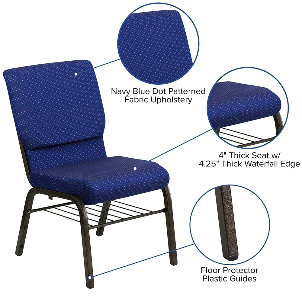 Flash Furniture XU-CH-60096-NVY-DOT-BAS-GG Stacking Church Chair w