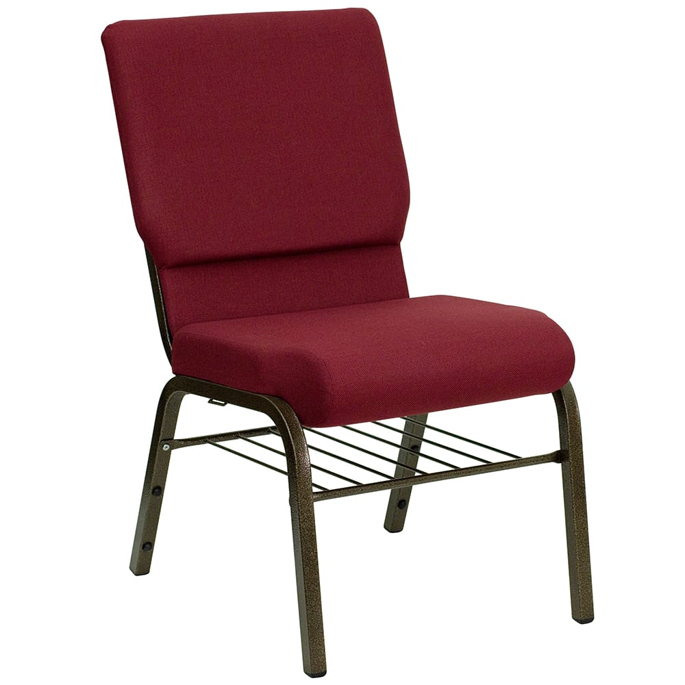 916-XUCH60096BYBASGG Stacking Church Chair w/ Burgundy Polyester Back & Seat - Steel Frame, G...