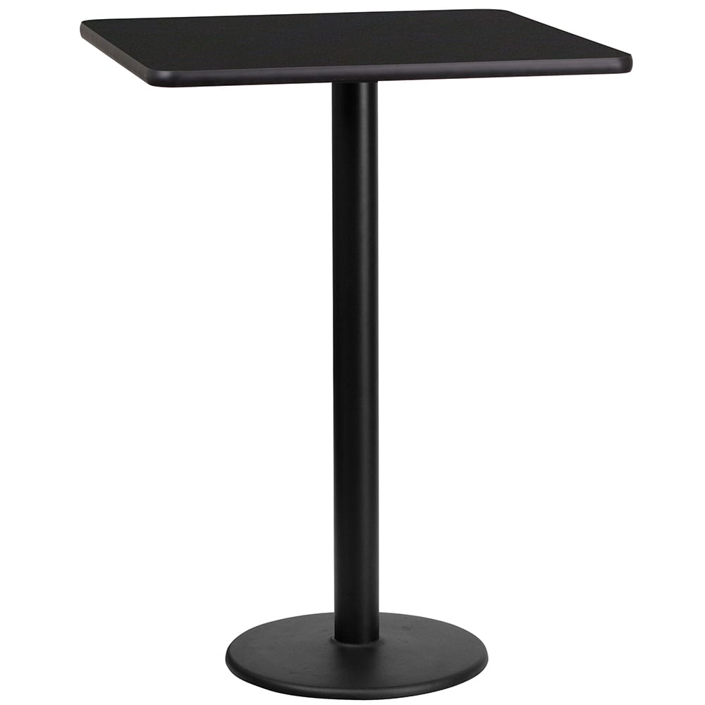916-XUBLKTB2424TR18B 24" Square Bar Height Table - Black Laminate Top, Cast Iron Base