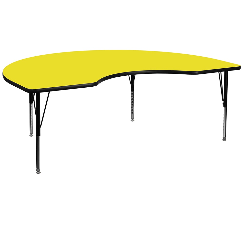 Flash Furniture XU-A4896-KIDNY-YEL-H-P-GG Kidney Shaped Activity Table - 96"L x 48"W, Laminate Top, Yellow