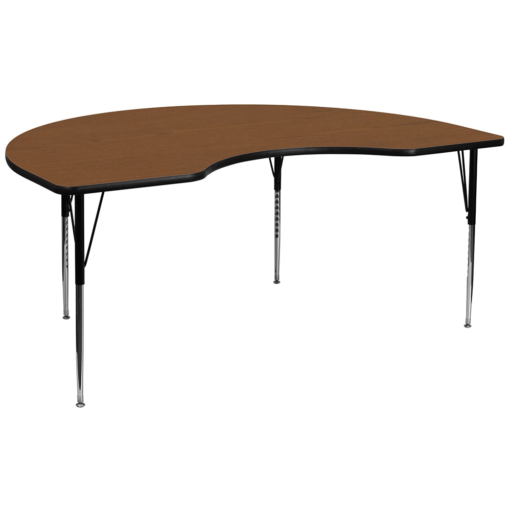 916-XA4896KOAKHA Kidney Shaped Activity Table - 96"L x 48"W, Laminate Top, Oak
