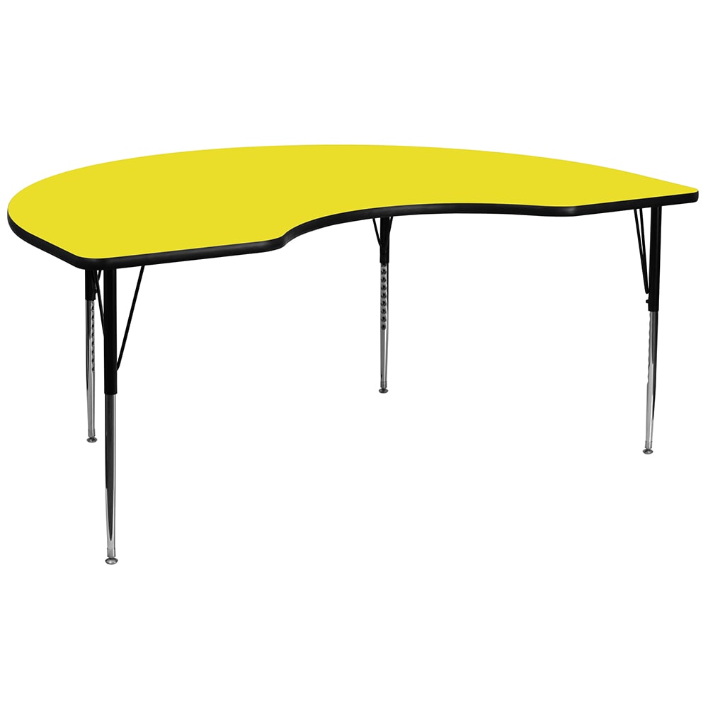 Flash Furniture XU-A4896-KIDNY-YEL-H-A-GG Kidney Shaped Activity Table - 96"L x 48"W, Laminate Top, Yellow