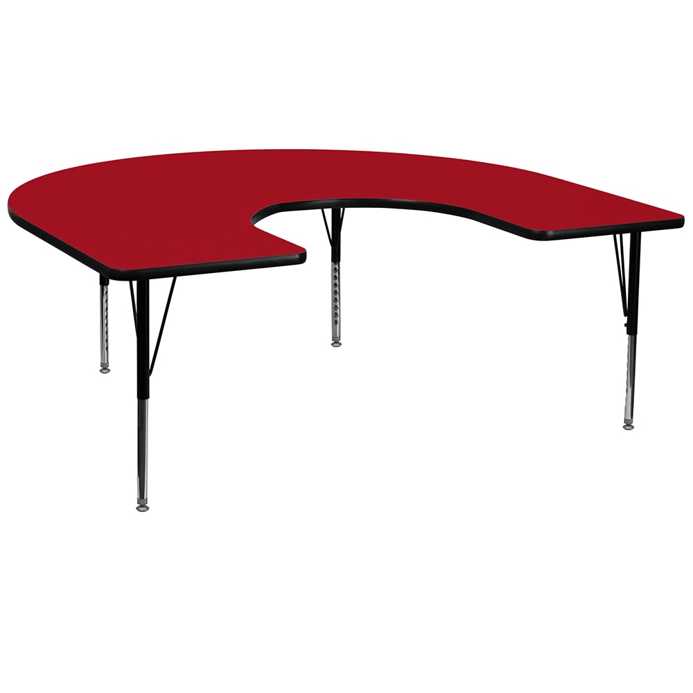 Flash Furniture XU-A6066-HRSE-RED-T-P-GG Horseshoe Shaped Activity Table - 66"L x 60"W, Laminate Top, Red