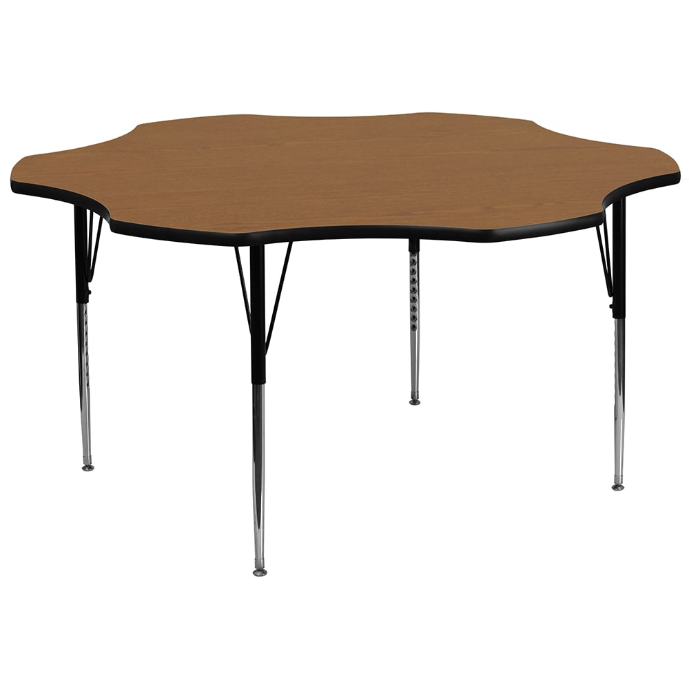 916-XA60FLROAKTA Flower Shaped Activity Table - 60"L x 60"W, Laminate Top, Oak