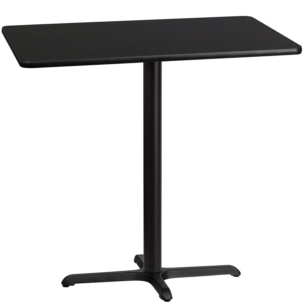916-XBTB3042T2230B Rectangular Bar Height Table w/ Black Laminate Top - 42"W x 30"D x 4...