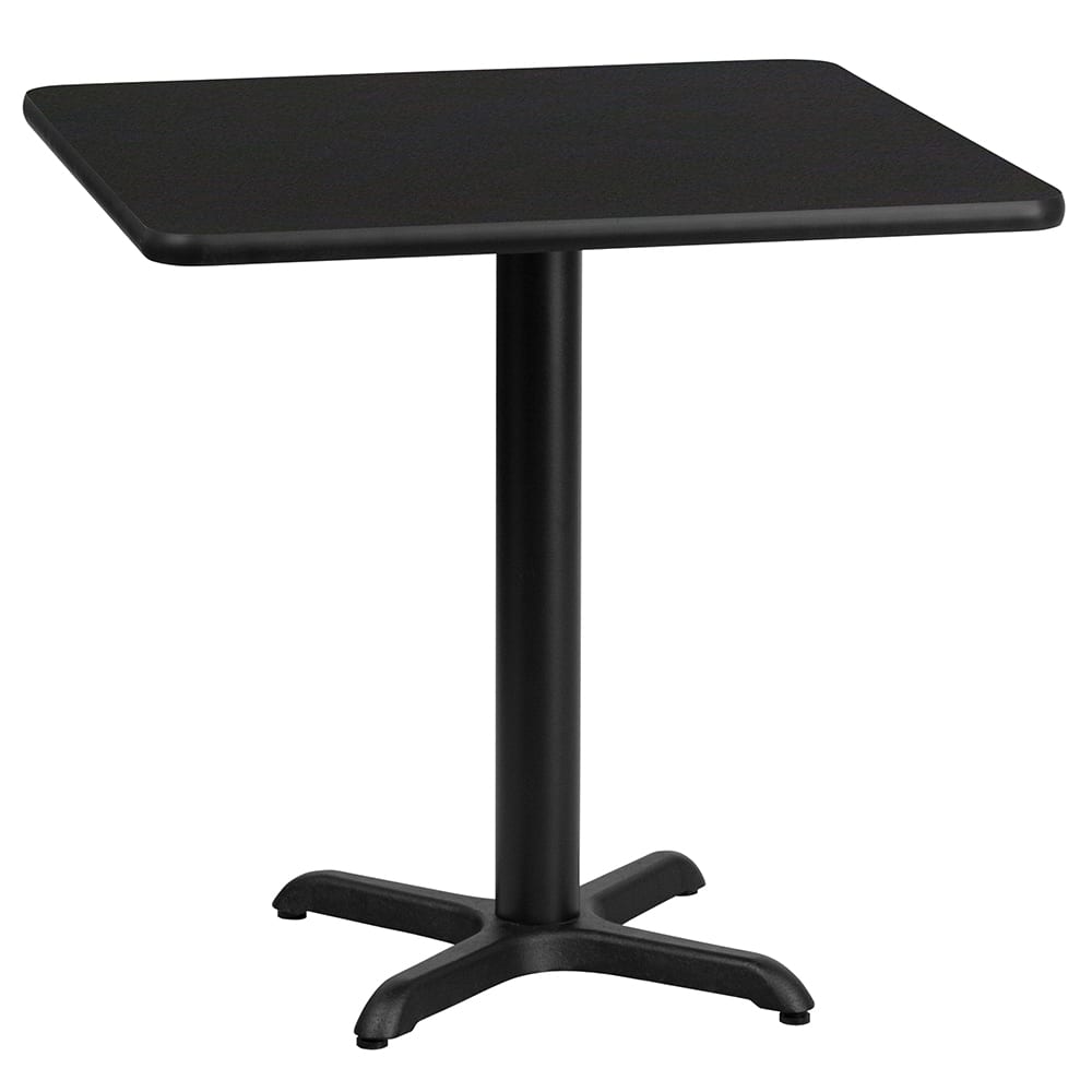 916-XBTB2424T2222 24" Square Dining Height Table w/ Black Laminate Top - Cast Iron Base