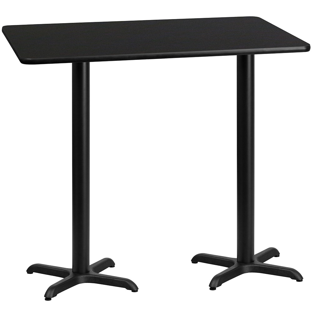 916-XBTB3060T2222B Rectangular Bar Height Table w/ Black Laminate Top - 60"W x 30"D x 4...