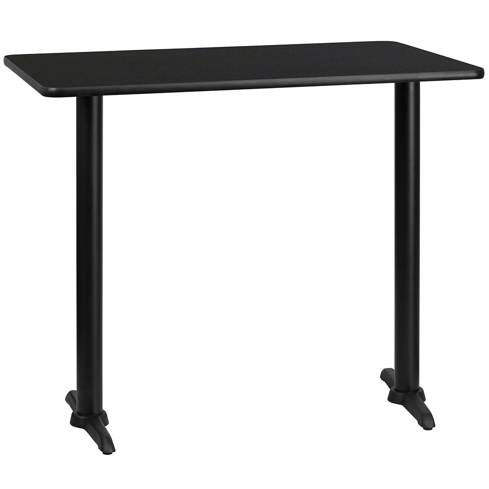 916-XBTB3048T0522B Rectangular Bar Height Table w/ Black Laminate Top - 48"W x 30"D x 4...
