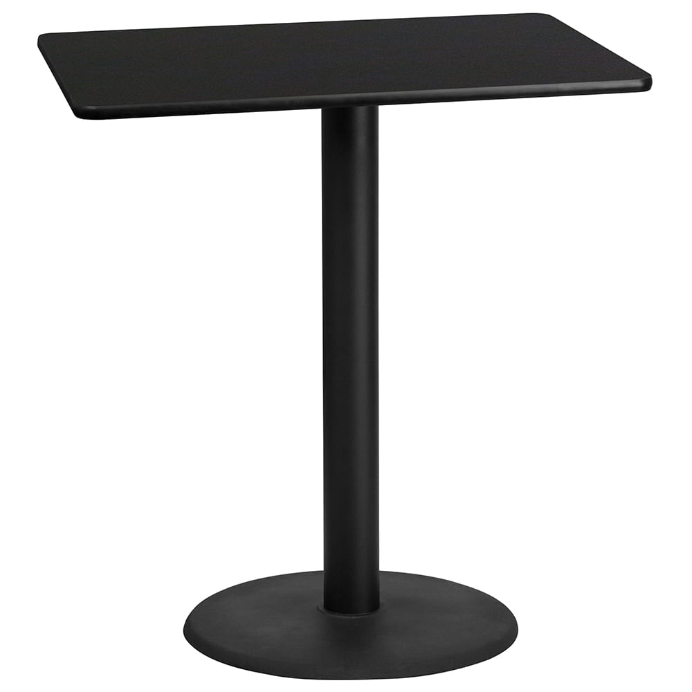 916-XBTB3042TR24B Rectangular Bar Height Table w/ Black Laminate Top - 42"W x 30"D x 43...