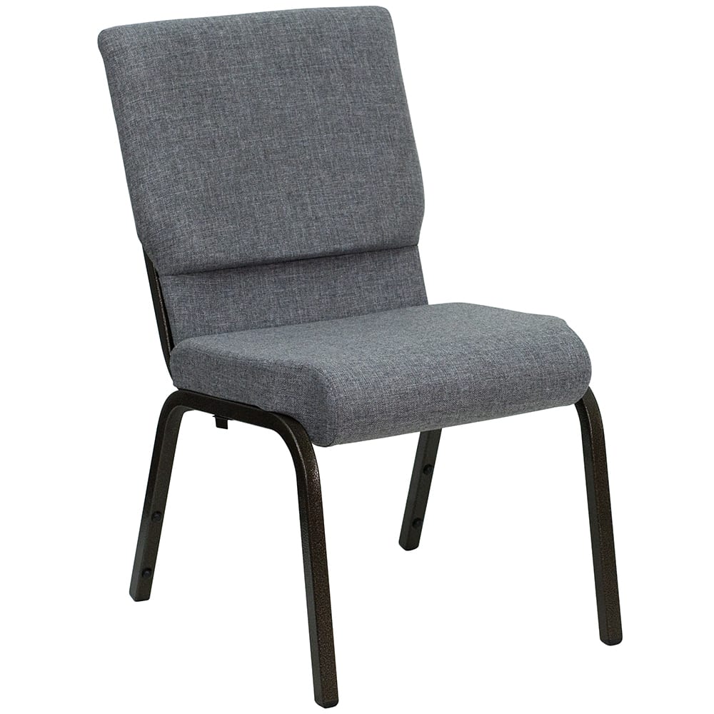 916-XCH60096BEIJINY Stacking Church Chair w/ Gray Polyester Back & Seat - Steel Frame, Gold V...
