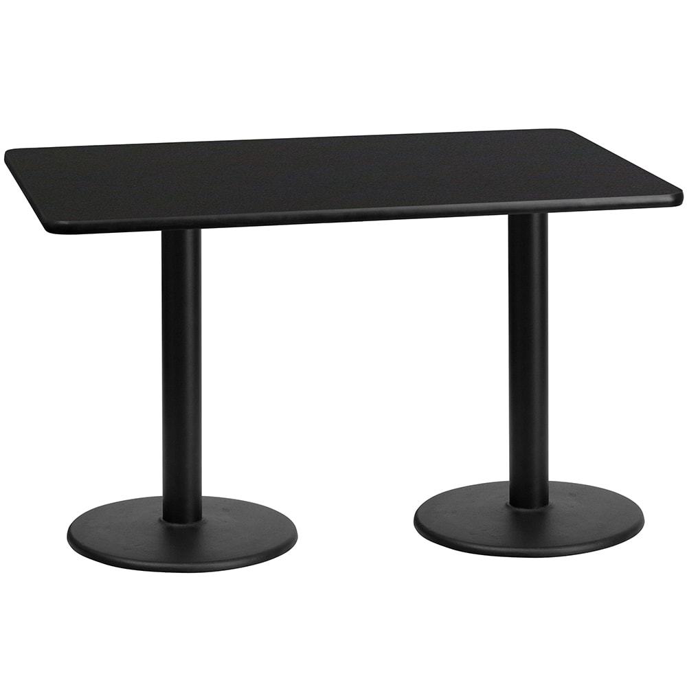 916-XBTB3060TR18 Rectangular Dining Height Table w/ Black Laminate Top - 60"W x 30"D, C...