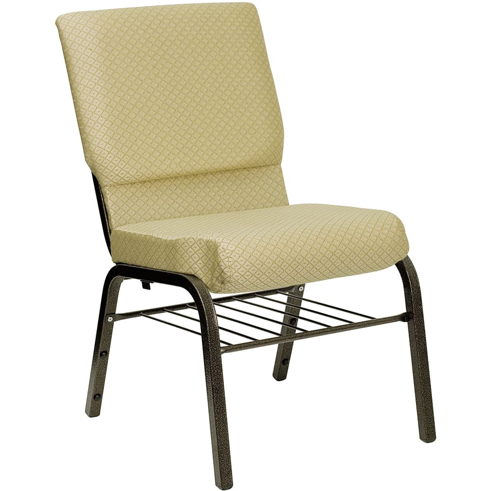 916-XCH60096BGEB Stacking Church Chair w/ Beige Patterned Polyester Back & Seat - Steel Frame...