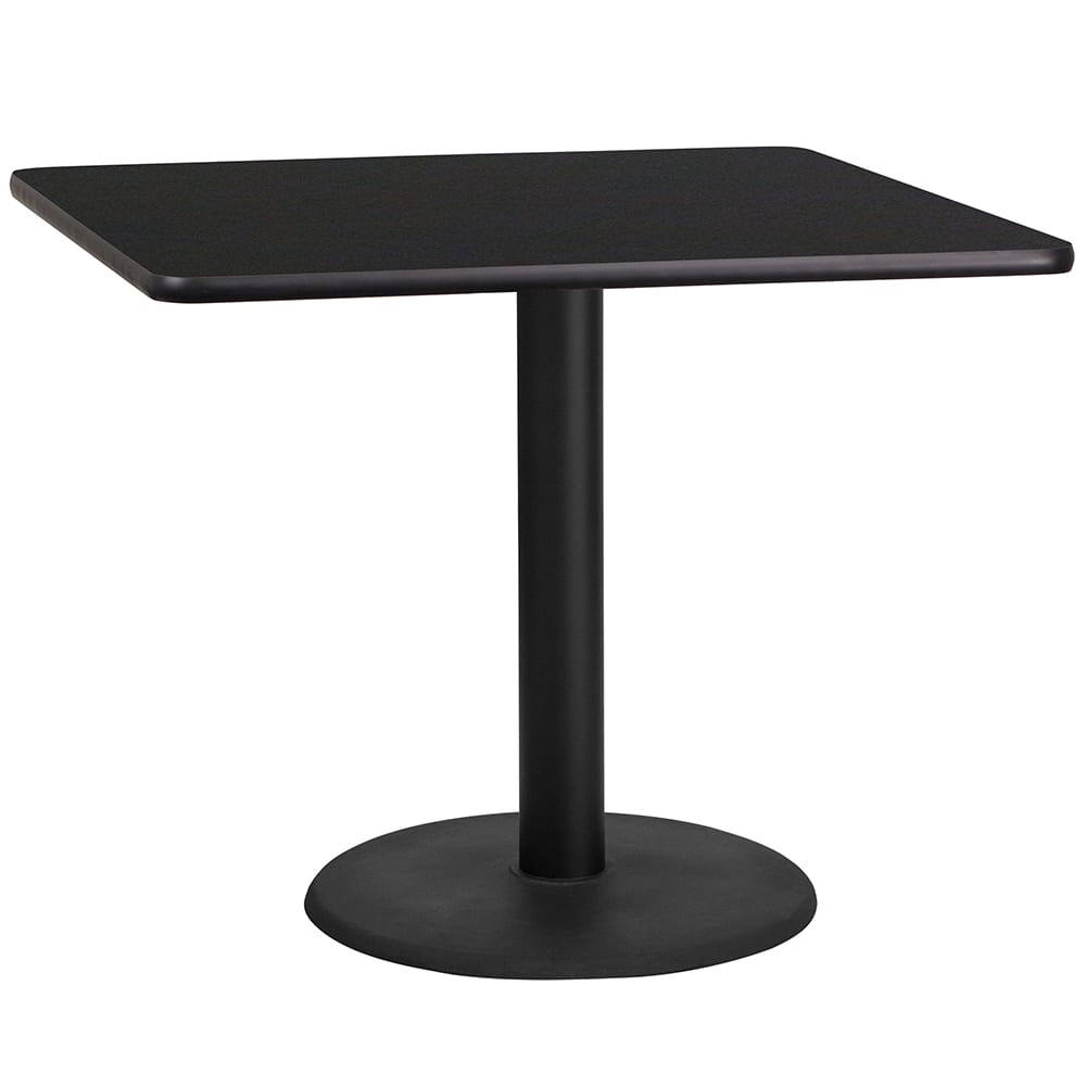 916-XBTB3636TR24 36" Square Dining Height Table w/ Black Laminate Top - Cast Iron Base