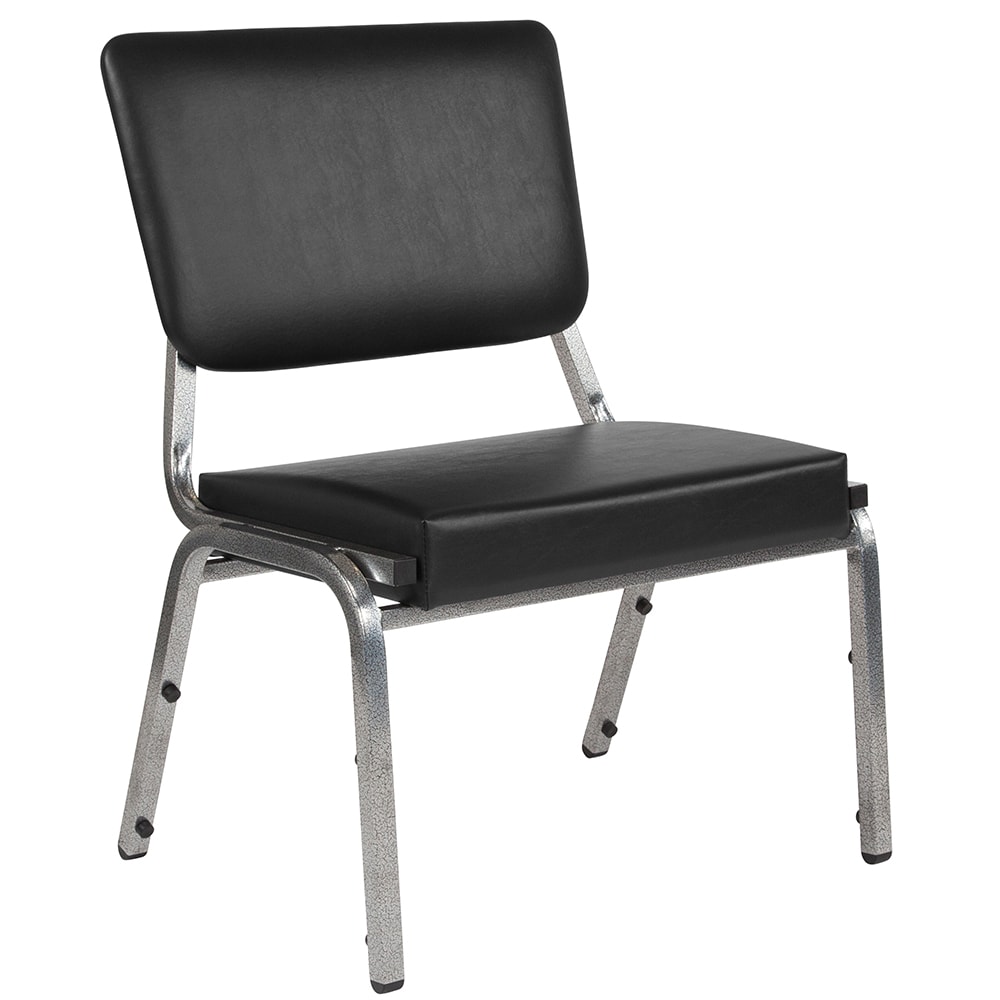 Flash Furniture XU-DG-60442-660-2-BV-GG Stacking Bariatric Chair w/ Black Vinyl Back & Seat - Steel Frame, Silver Vein