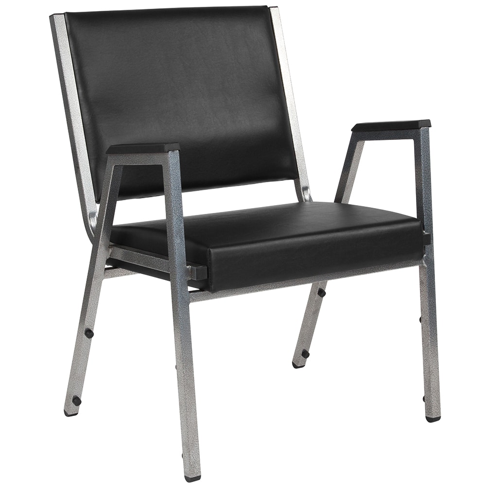 916-XDG604436701BKVY Stacking Bariatric Arm Chair w/ Black Vinyl Back & Seat - Steel Frame, S...