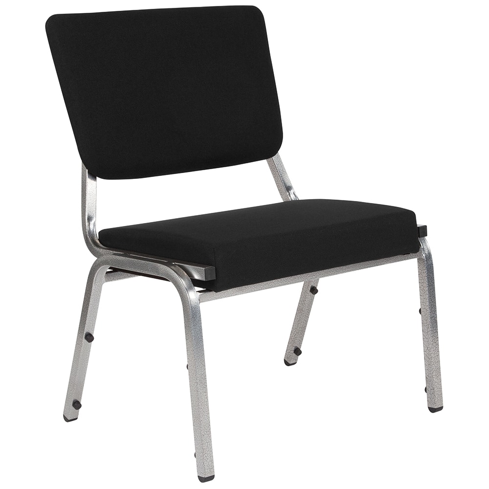 916-XDG604426602BK Stacking Bariatric Chair w/ Black Fabric Back & Seat - Steel Frame, Silver...