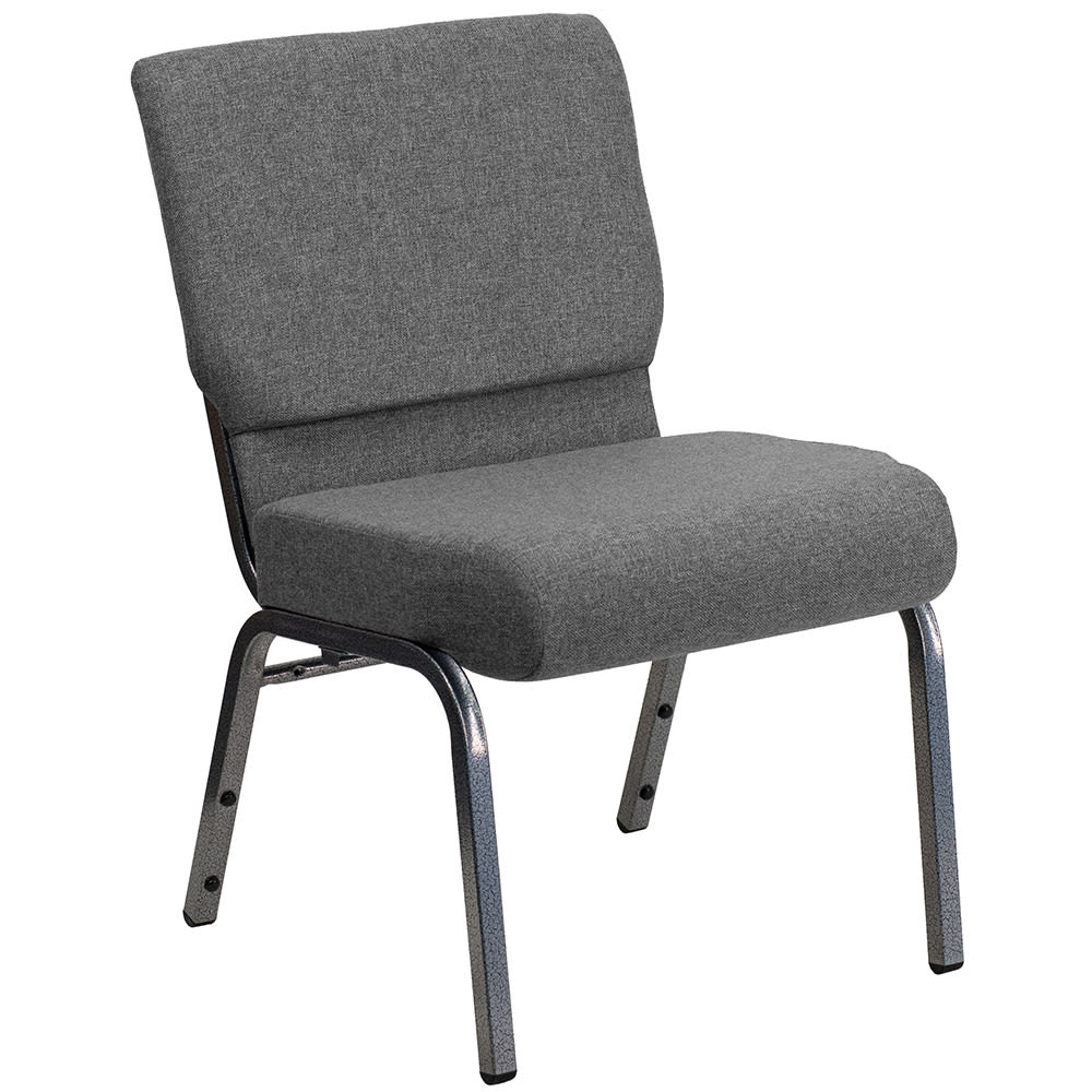 916-XUCH0221GYSVGG Extra Wide Stacking Church Chair w/ Gray Polyester Back & Seat - Steel Fra...