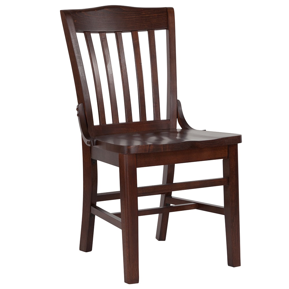 916-XUDGW0006WALGG Restaurant Chair w/ Schoolhouse Back - Beechwood Frame, Walnut Finish