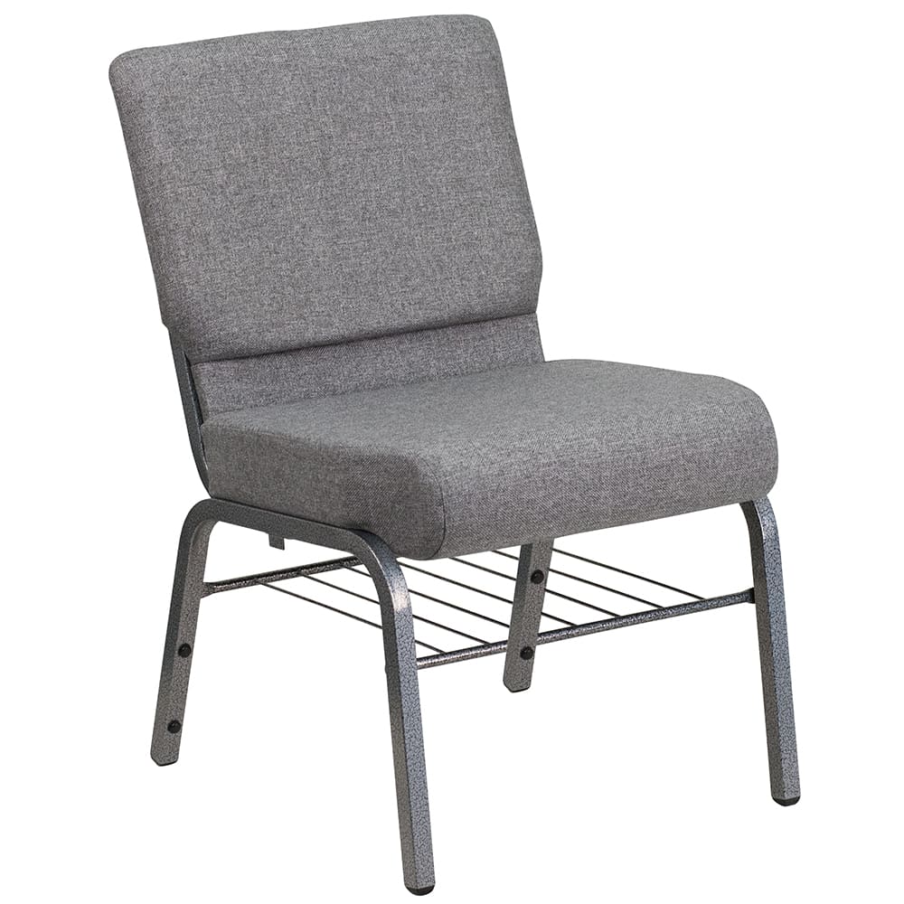 916-XCH0221GYSVB Extra Wide Stacking Church Chair w/ Gray Polyester Back & Seat - Steel Frame...