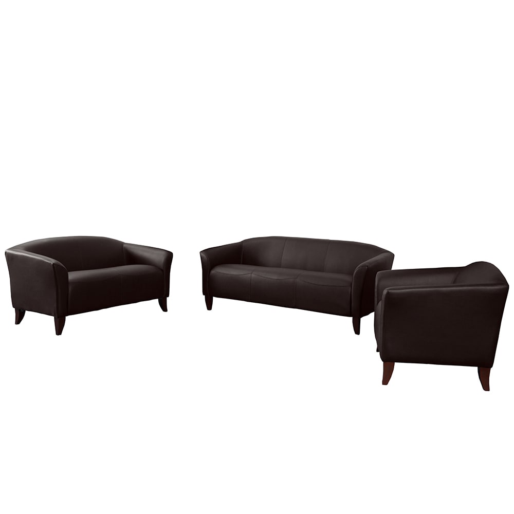 Flash Furniture 111-SET-BN-GG 3 Piece Reception Set - Brown LeatherSoft Upholstery, Cherry Wood Feet