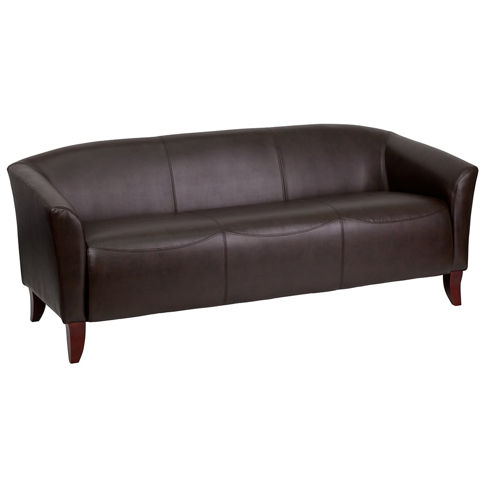 916-1113BN 72 3/4" Reception Sofa w/ Brown LeatherSoft Upholstery - Cherry Wood Feet