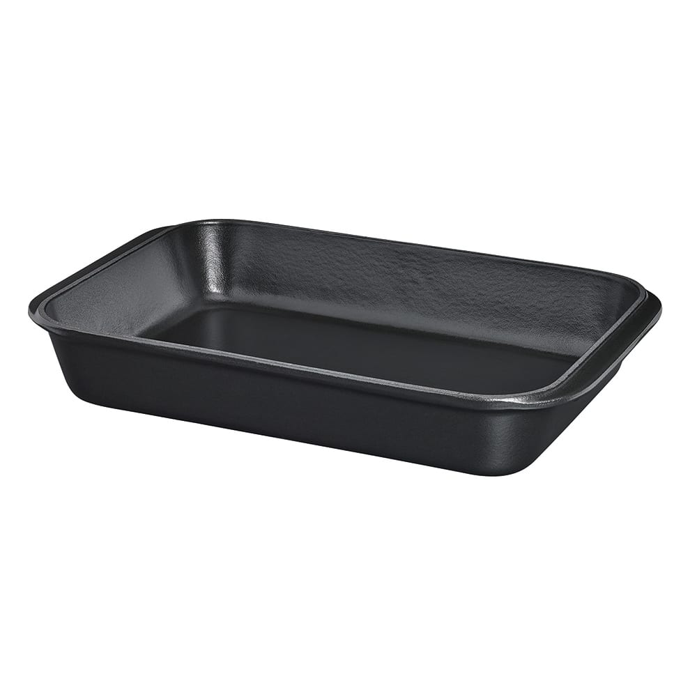 450-FN436 Rectangular Cast Iron Gratin Baking Dish - 11 1/2" x 8", Black