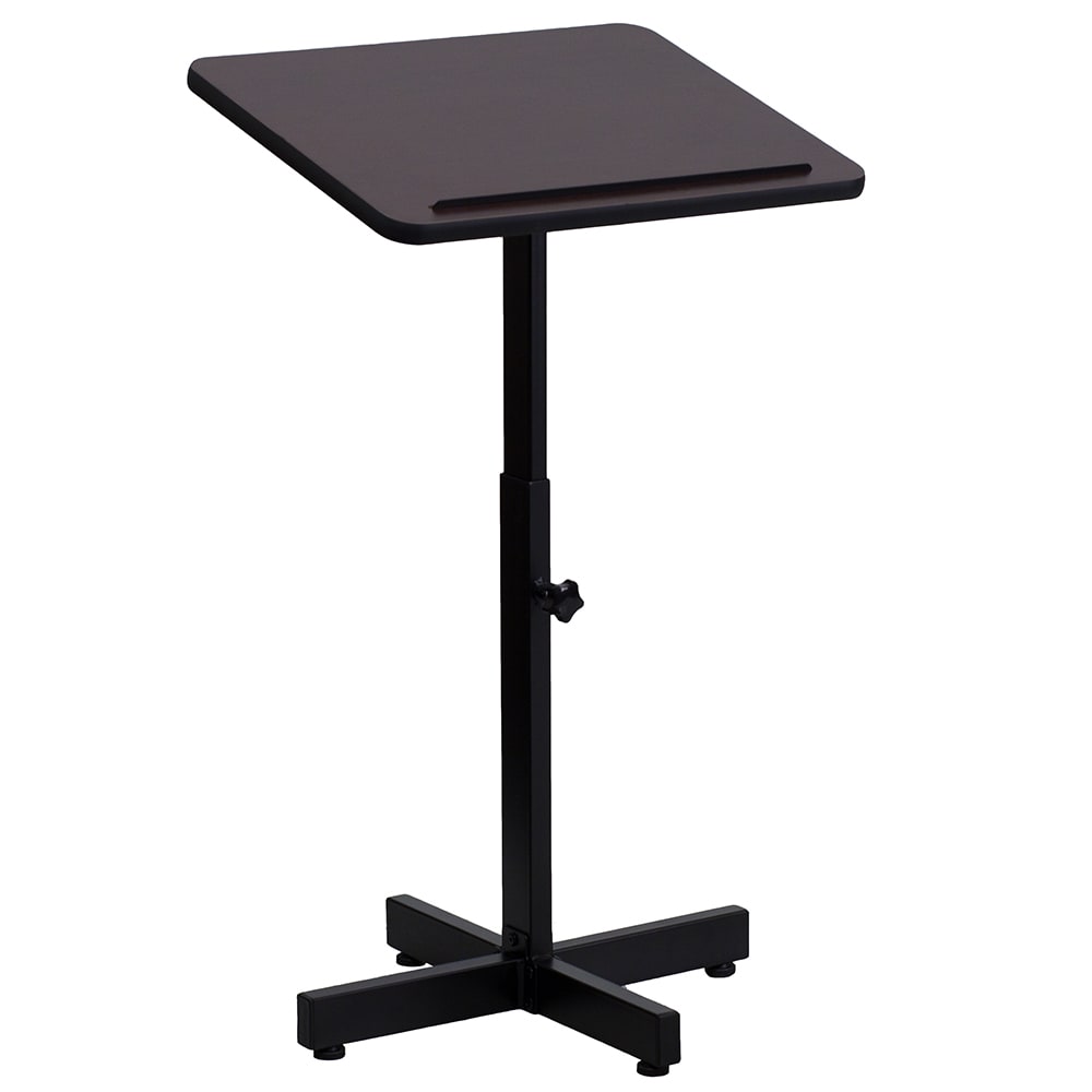 916-XLECTERNADJ Portable Lectern w/ Mahogany Laminate Top & Black Steel Frame - 20"W x 1...