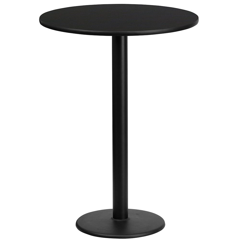Flash Furniture XU-RD-24-BLKTB-TR18B-GG 24" Round Bar Height Table - Black Laminate Top, Cast Iron Base