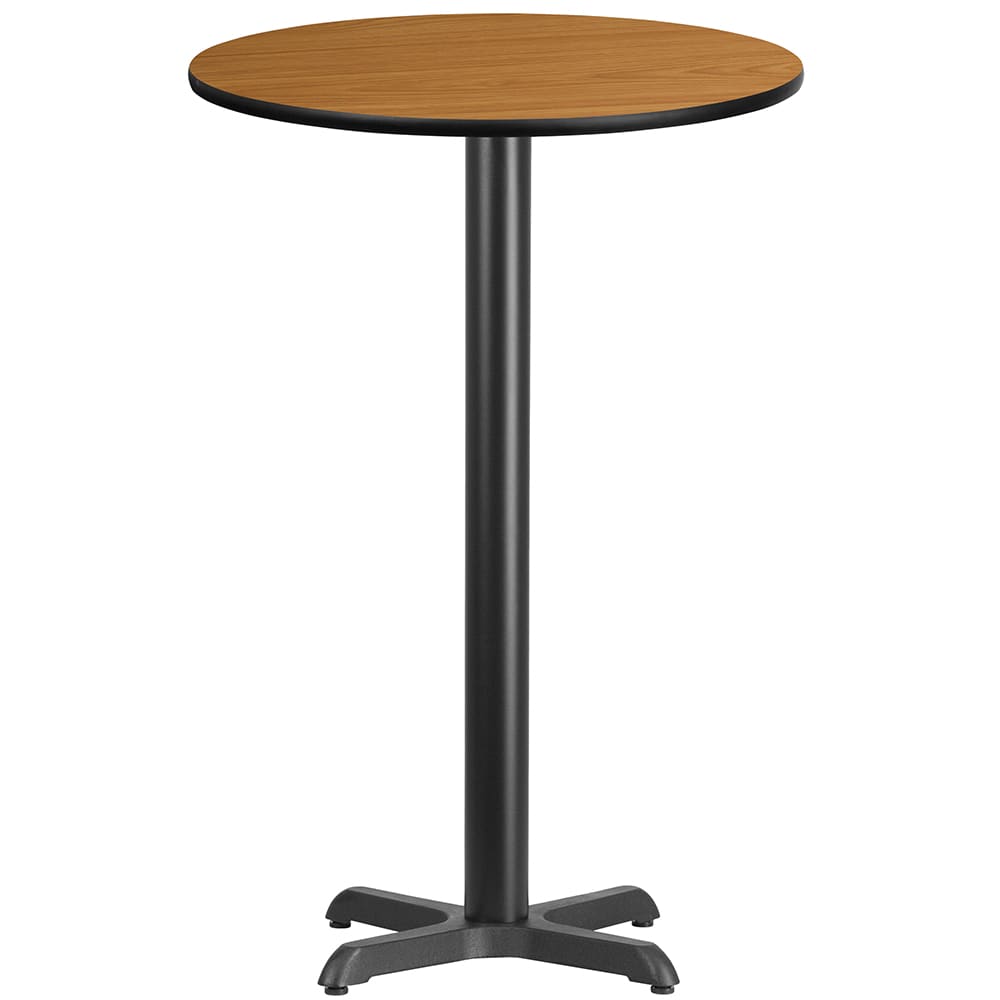 916-XRD24NATTBT2222B 24" Round Bar Height Table - Natural Laminate Top, Cast Iron Base
