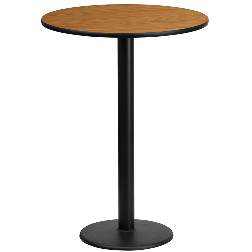 916-XRD24NATTBTR18B 24" Round Bar Height Table - Natural Laminate Top, Cast Iron Base