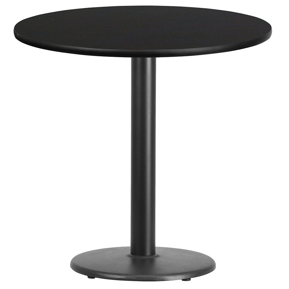 916-XRD30BLKTBTR18 30" Round Dining Height Table w/ Black Laminate Top - Cast Iron Base