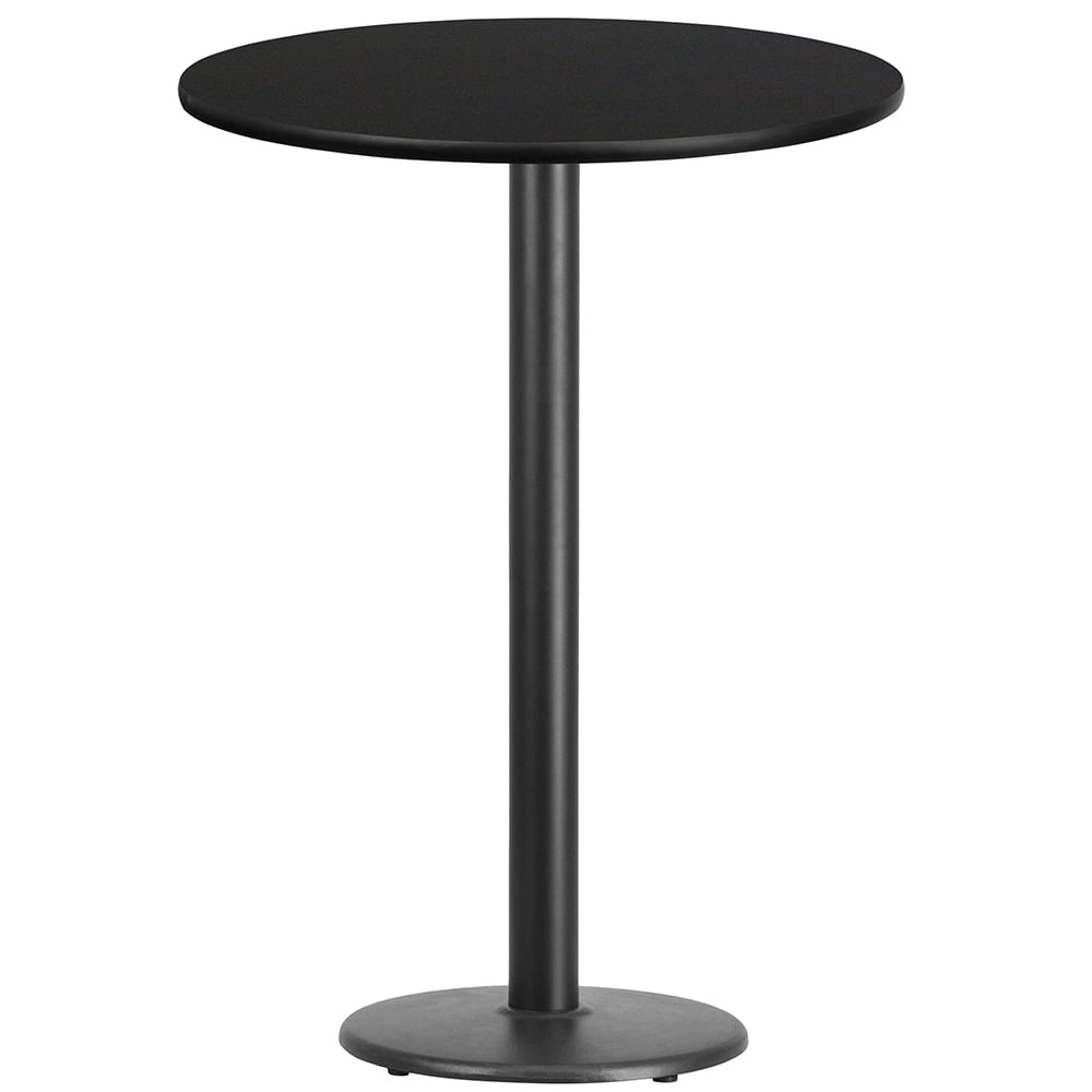 916-XRD30BLKTBTR18B 30" Round Bar Height Table - Black Laminate Top, Cast Iron Base