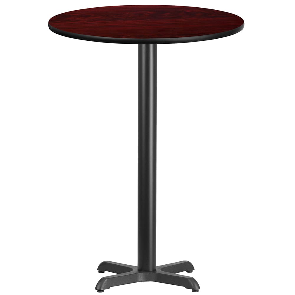 916-XRD30MAHTBT2222B 30" Round Bar Height Table - Mahogany Laminate Top, Cast Iron Base