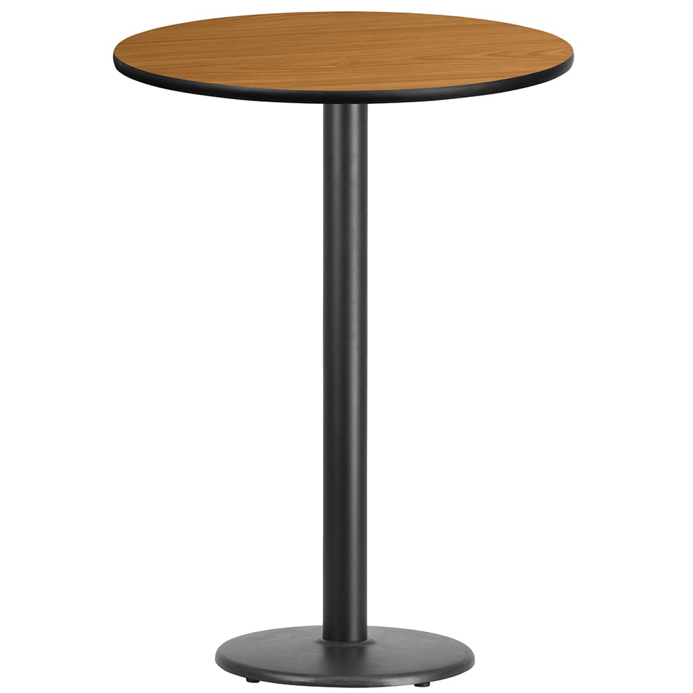 916-XRD30NATTBTR18B 30" Round Bar Height Table - Natural Laminate Top, Cast Iron Base