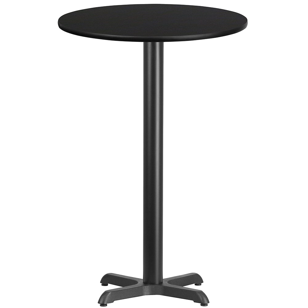 916-XRD24BLKTBT2222B 24" Round Bar Height Table - Black Laminate Top, Cast Iron Base
