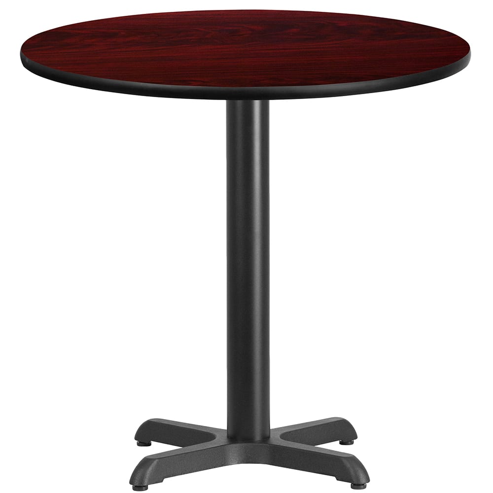 916-XRD30MAHTBT2222 30" Round Dining Height Table w/ Mahogany Laminate Top - Cast Iron Base