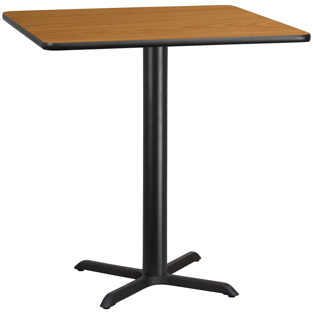 916-XNTB4242T3333B 42" Square Bar Height Table - Natural Laminate Top, Cast Iron Base