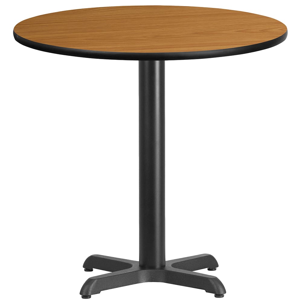 Flash Furniture XU-RD-30-NATTB-T2222-GG 30" Round Dining Height Table w/ Natural Laminate Top - Cast Iron Base