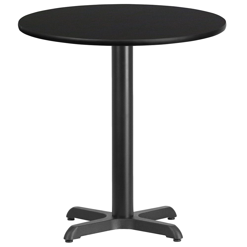 916-XRD24BLKTBT2222 24" Round Dining Height Table w/ Black Laminate Top - Cast Iron Base