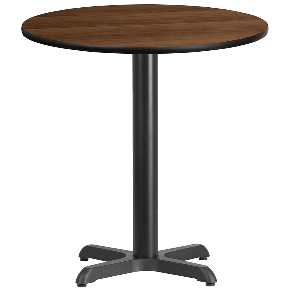 916-XRD24WALTBT2222 24" Round Dining Height Table w/ Walnut Laminate Top - Cast Iron Base