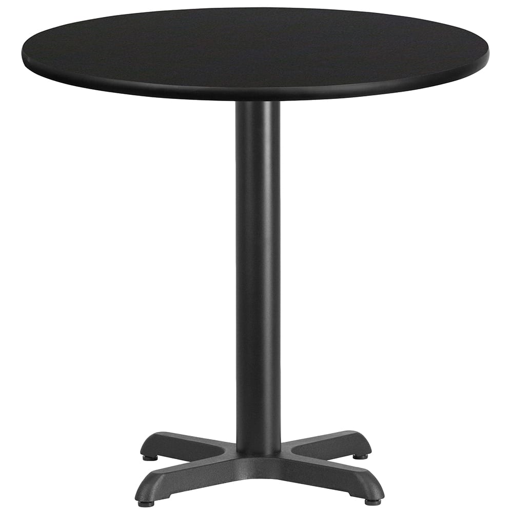 916-XRD30BLKTBT2222 30" Round Dining Height Table w/ Black Laminate Top - Cast Iron Base