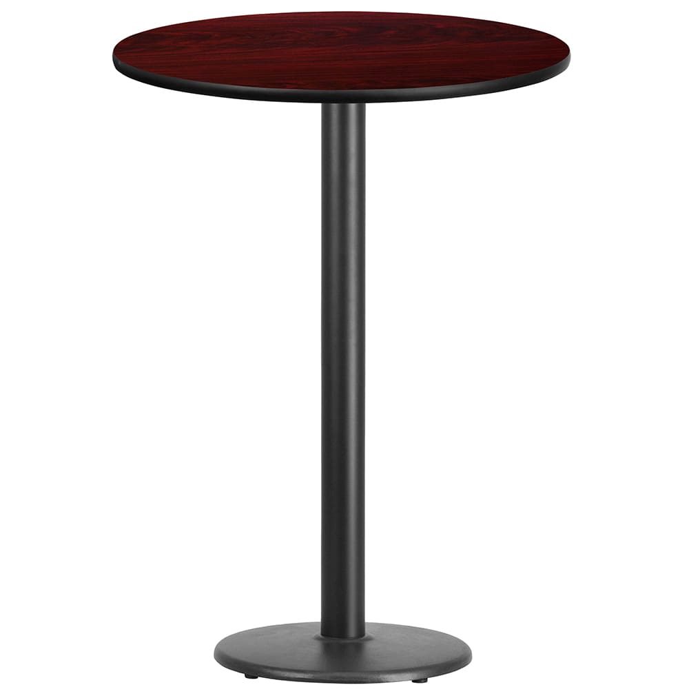 Flash Furniture XU-RD-30-MAHTB-TR18B-GG 30" Round Bar Height Table - Mahogany Laminate Top, Cast Iron Base