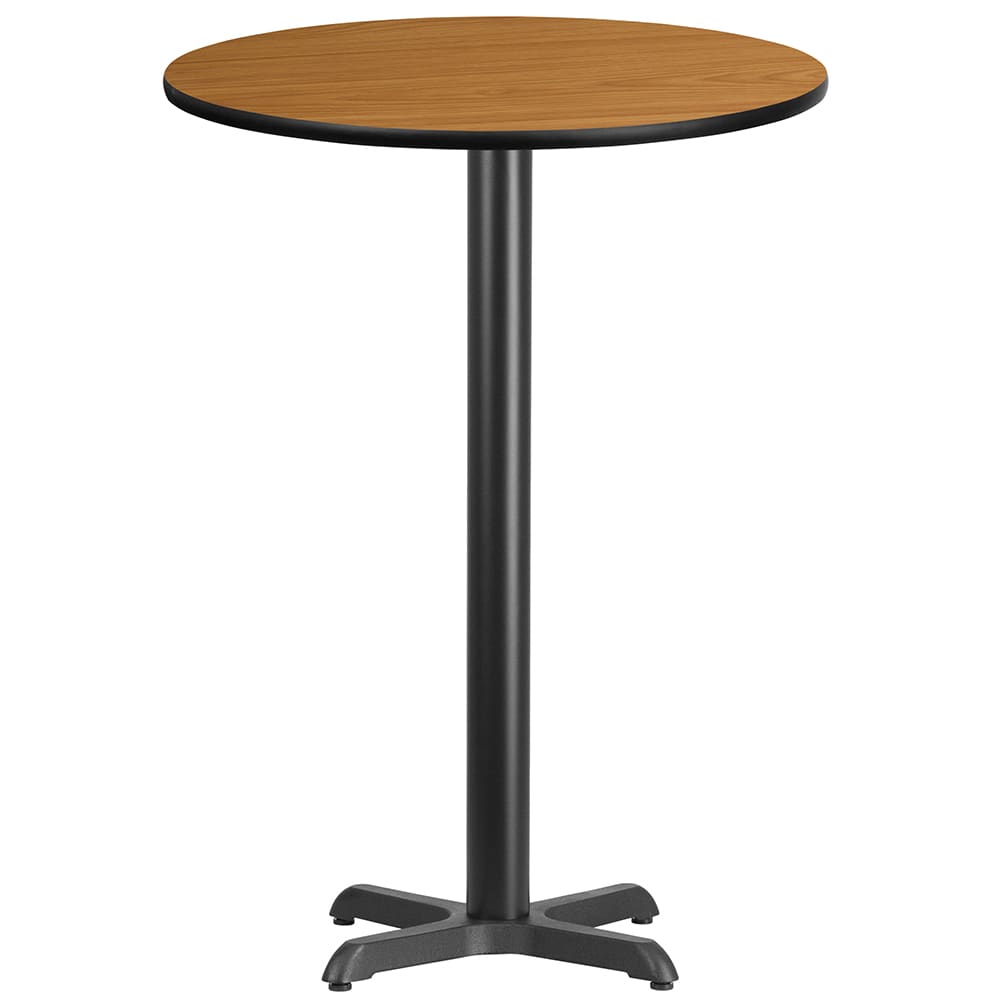 916-XRD30NATTBT2222B 30" Round Bar Height Table - Natural Laminate Top, Cast Iron Base