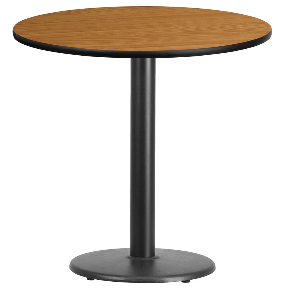 916-XRD30NATTBTR18 30" Round Dining Height Table w/ Natural Laminate Top - Cast Iron Base
